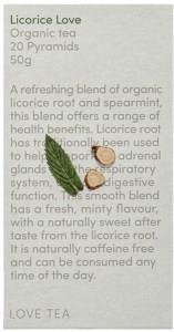 LOVE TEA Organic Licorice Love Tea x 20 Pyramids