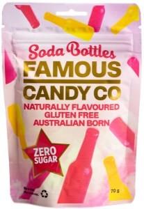 Famous Candy Co Sugar Free All Natural Soda Bottles G/F 8x70g