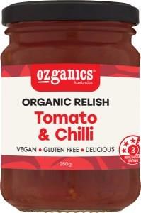 Ozganics Organic Tomato & Chilli Relish G/F 250g