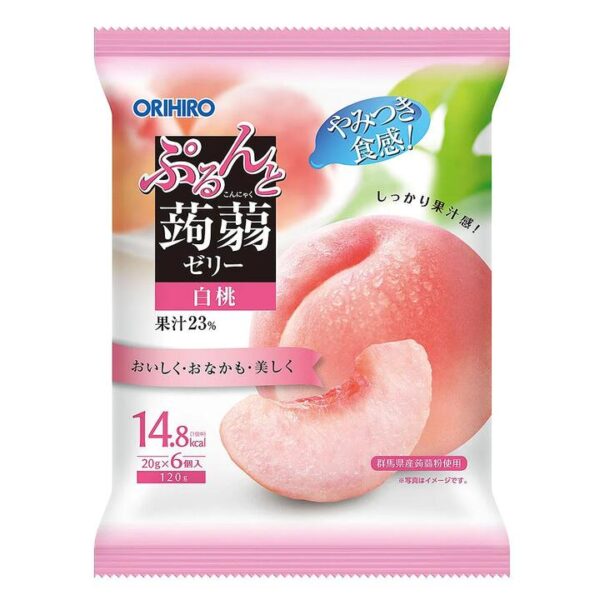 Orihiro Japanese Konjac Jelly - White Peach Flavour, 6 Pack, 120g