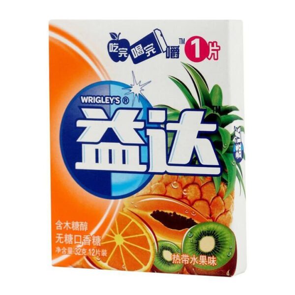 Wrigley's Xylitol Sugar-Free Tropical Fruit Flavor Gum - 12 Pieces, 32g