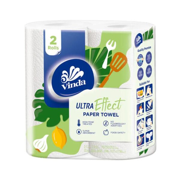 Vinda Kitchen Paper Towels, Roll Type, 70 Sheets/Roll, 2 Rolls, 375g