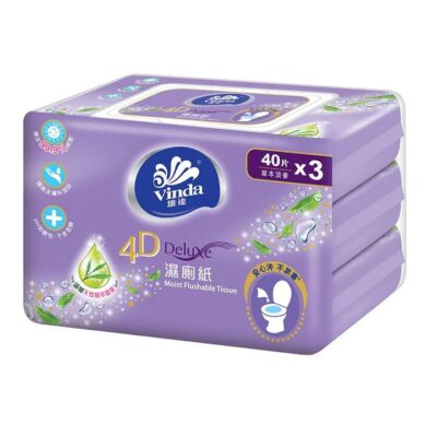 Vinda Moist Flushable Tissue - 40 Sheets x 3 Packs