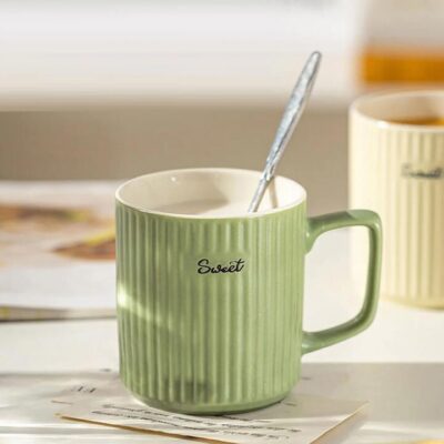 Modern SweetHome Vertical Striped Mug Green - 300ml