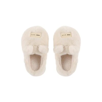 FaSoLa Fun Couple Cotton Slippers - Cream White, Size 36-37