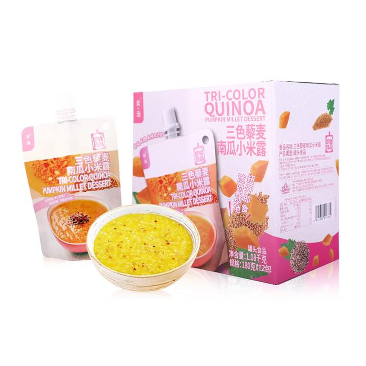 Nongzhi Tri-Color Quinoa Pumpkin Millet Dessert - 180g x 12 Cans
