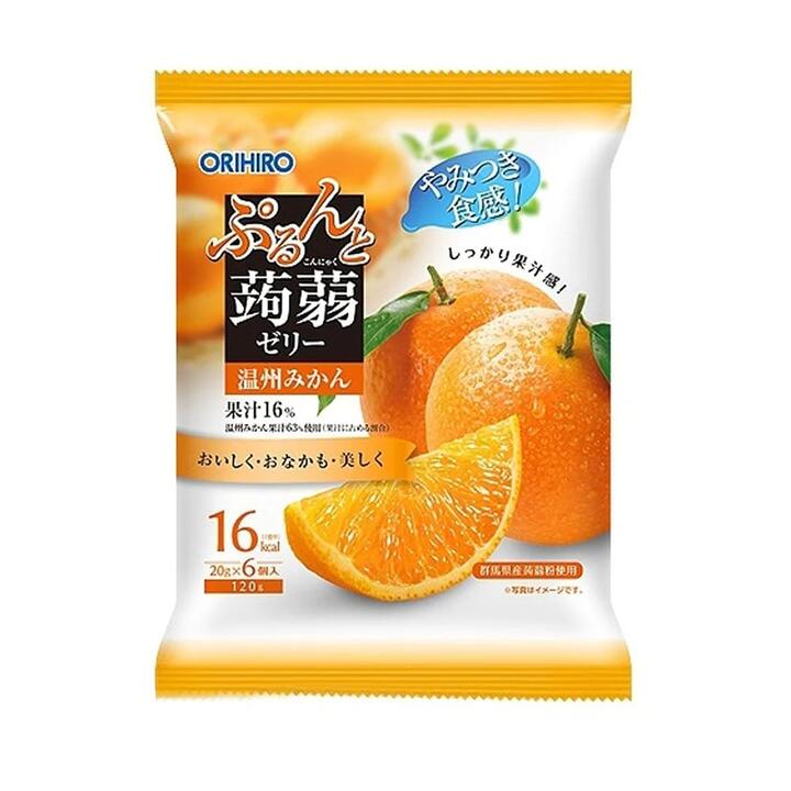 Orihiro Low-Fat Konjac Jelly - Orange Flavour, 20g x 6 Packs, 120g Total