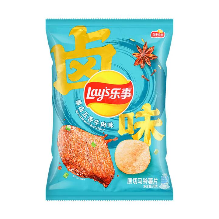 Lay's Spiced Braised Beef Flavor Potato Chips - 70g