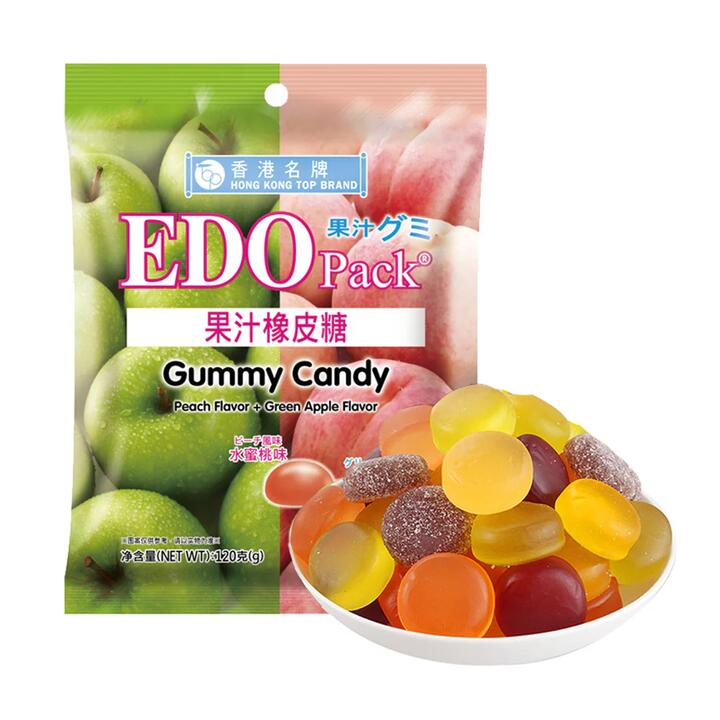 EDO Fruit Juice Gummy Candy - Peach/Green Apple Mixed Flavours 120g