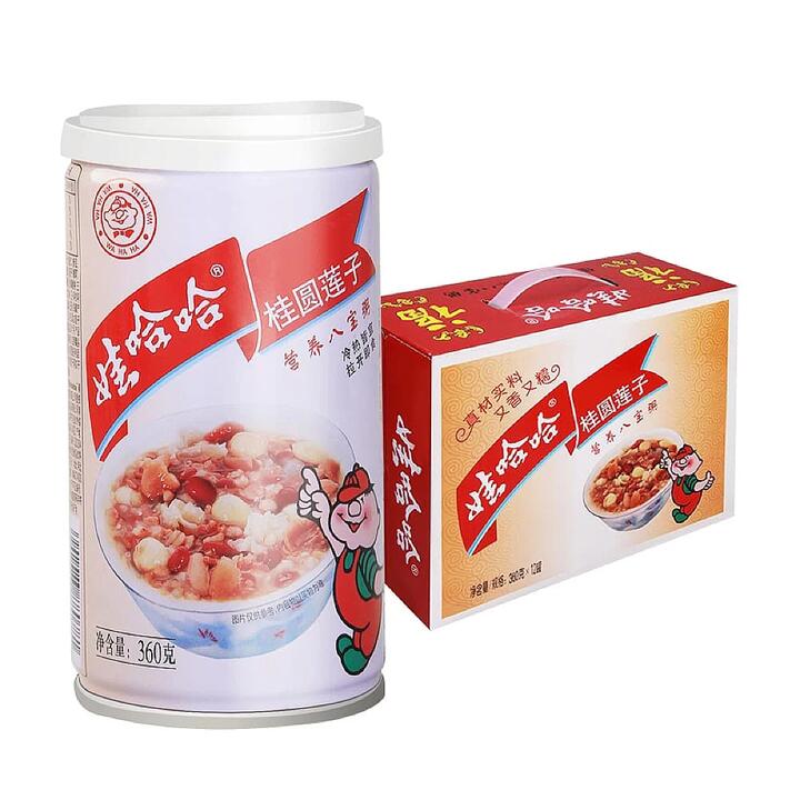 Wahaha Longan & Lotus Seed Eight‑Treasure Congee 360 ml x 12 Cans - Chinese Sweet Porridge