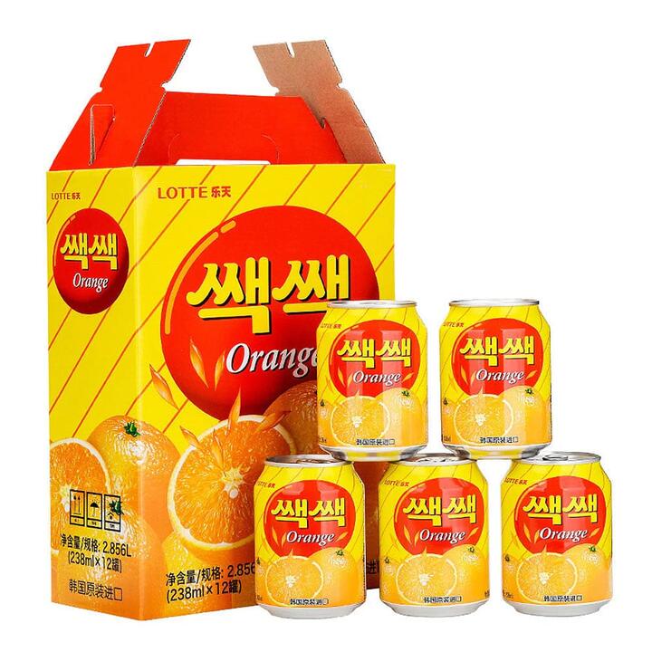 Lotte SacSac Orange Juice with Pulp 238ml*12 Cans/Case