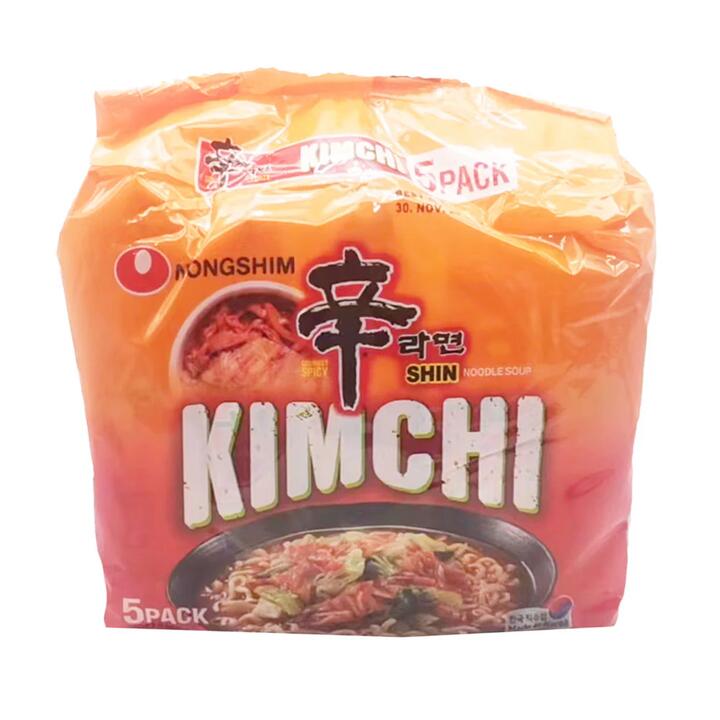 Nongshim Shin Kimchi Noodle Soup, 120g × 5 Packs