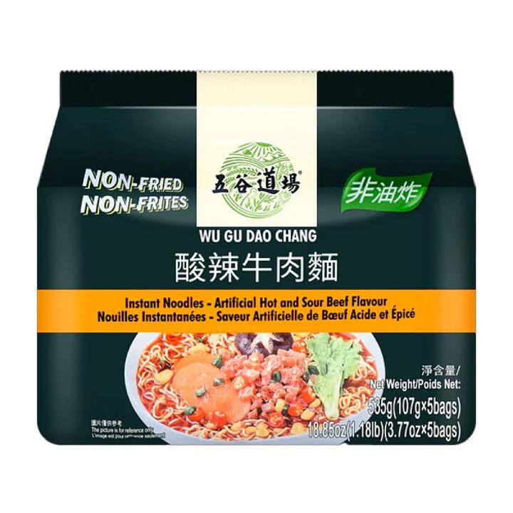 Wu Gu Dao Chang Non-Fried Hot and Sour Beef Instant Noodles - 107g x 5 Packs