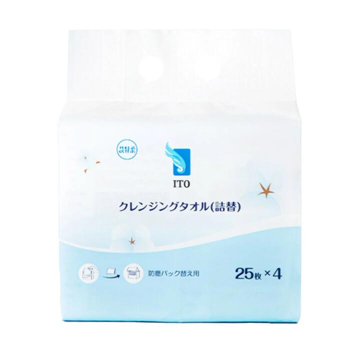 ITO Cleansing Towels Refill Pack - 25 Sheets x 4 Packs