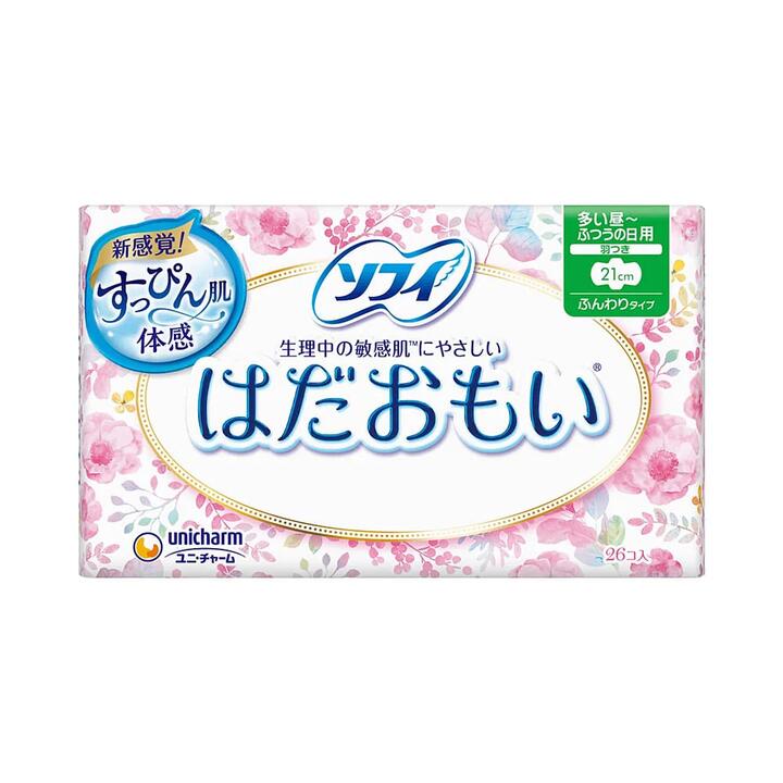 Unicharm Sofy Gentle Skin Series Daily Use Winged Sanitary Pads, 21cm, Pack of 26