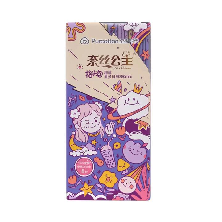 Purcotton Nais Princess Daily Use Sanitary Pads 280mm, 8 Pads per Pack