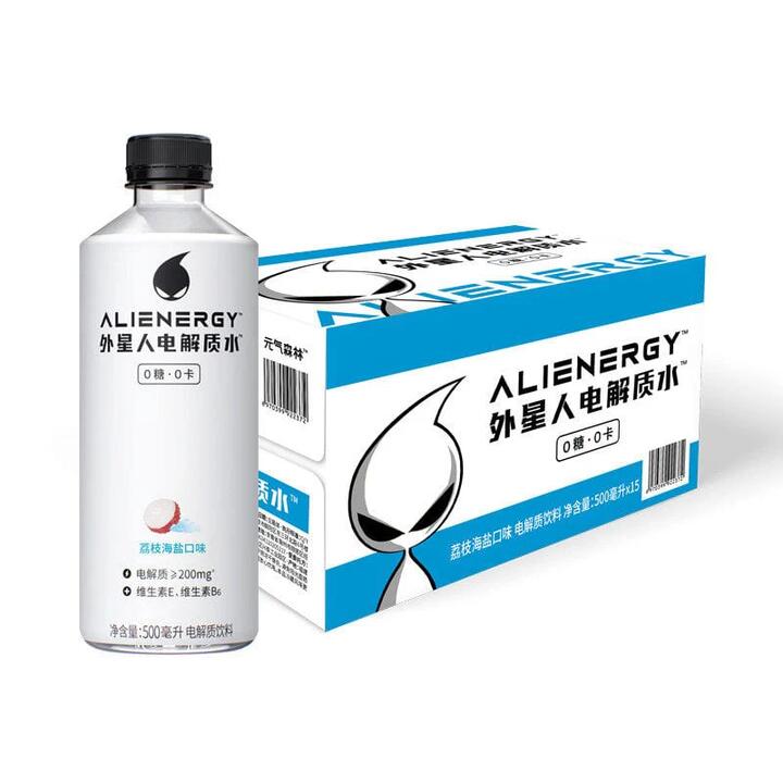 Genki Forest Alien Electrolyte Water - Lychee Sea Salt Flavour, 500ml x 15 Bottles per Case