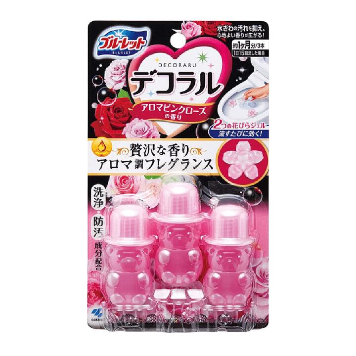 Kobayashi Pharmaceutical Toilet Blooms - Toilet Air Freshener with Rose Scent 7.5g x 3 Pack