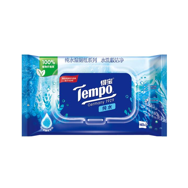 Tempo Pure Water Wet Toilet Paper, 40 Sheets