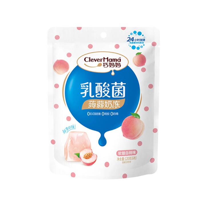 Clever Mama Lactobacillus Konjac Milk Jelly - White Peach Flavor, 6 Pieces, 120g