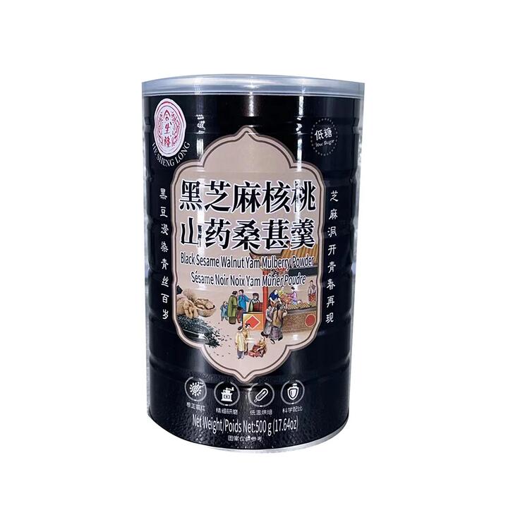 Heshenglong Black Sesame Walnut Yam Mulberry Powder - Low Sugar, 500g