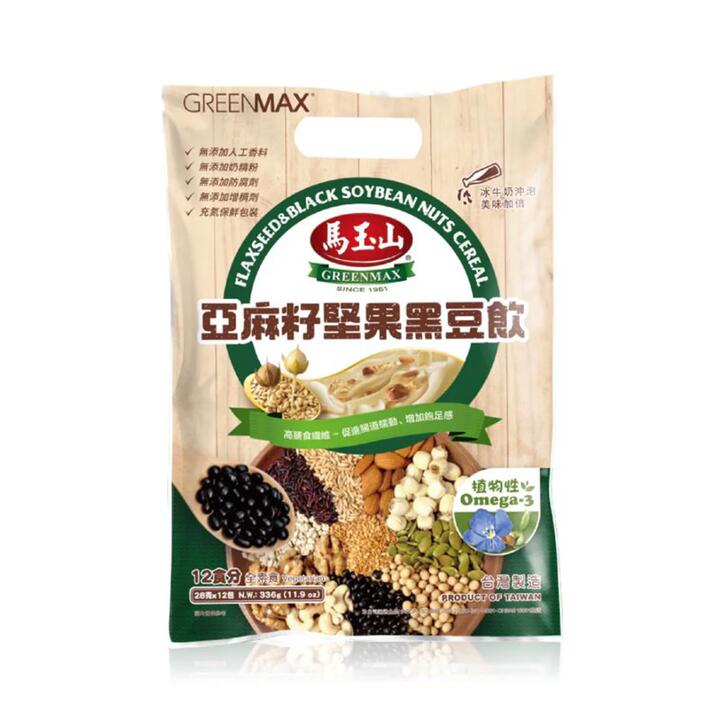 Greenmax Flaxseed & Black Soybean Nuts Cereal Drink - 28g x 12 Packs