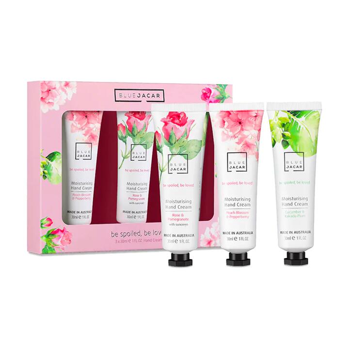 Blue Jacar Moisturising Hand Cream Gift Set - Rose & Cucumber Scents, 3 x 30ml