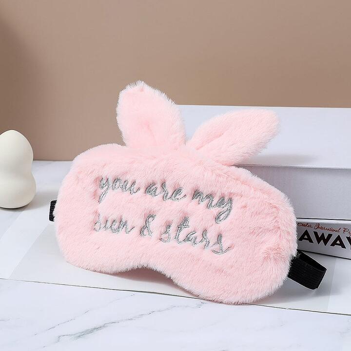 Miniso Plush Bunny Ear Eye Mask - Pink/Black (Random)