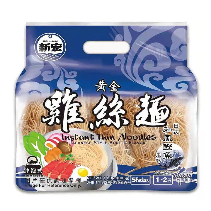 Shin Horng Golden Chicken Thin Noodles - Japanese Style Bonito Flavor, 5 Packs, 335g