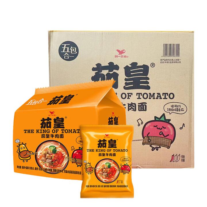 Uni-President The King of Tomato Beef Noodles - Box of 6 Packs, 126g Each