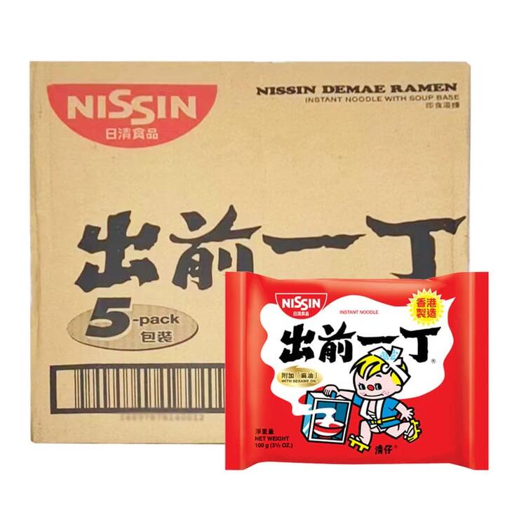 Nissin Demae Ramen Sesame Oil Flavor - 100g*5 Packs*6 Sets/Box
