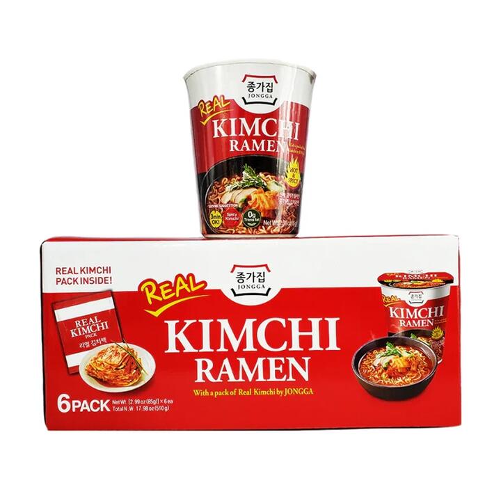 JONGGA Kimchi Ramen Hot & Spicy - 85g x 6 Cups