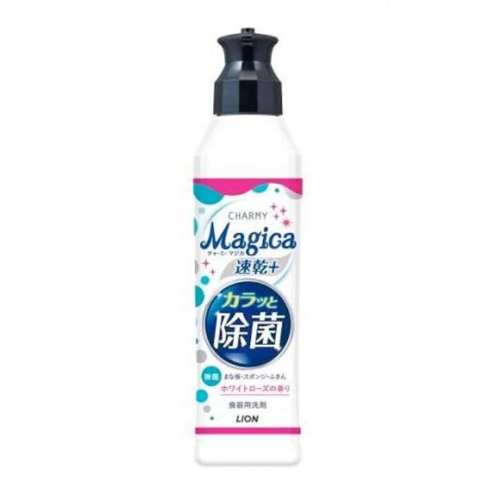 Lion Charmy Magica Antibacterial Quick-Drying Dishwashing Liquid - White Rose Scent, 220ml