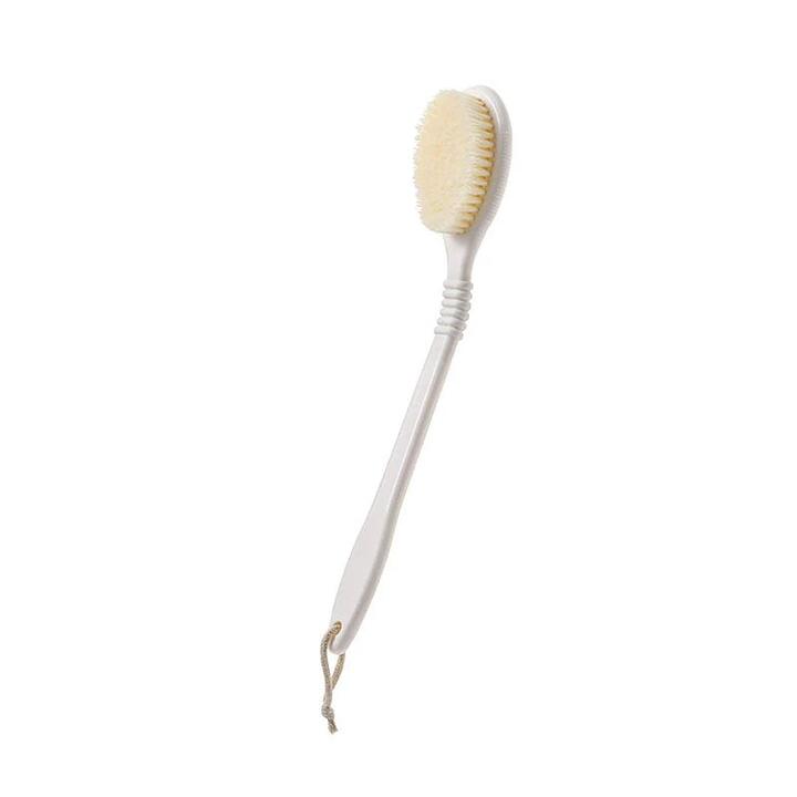 FaSoLa Foldable Long Handle Bath Brush with Soft Dense Bristles - White
