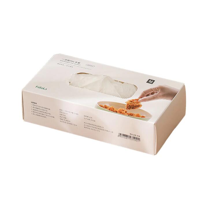 FaSoLa Disposable PVC Gloves - Transparent, Medium, 100 Pieces