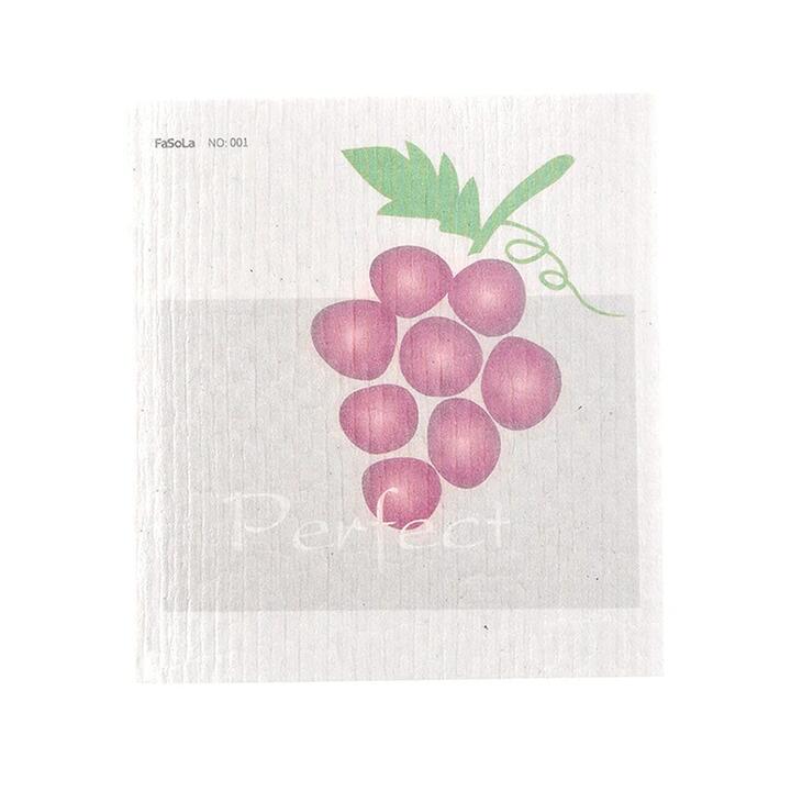 FaSoLa Wood Pulp Sponge Cloth - Grape Design, 19.5*17cm
