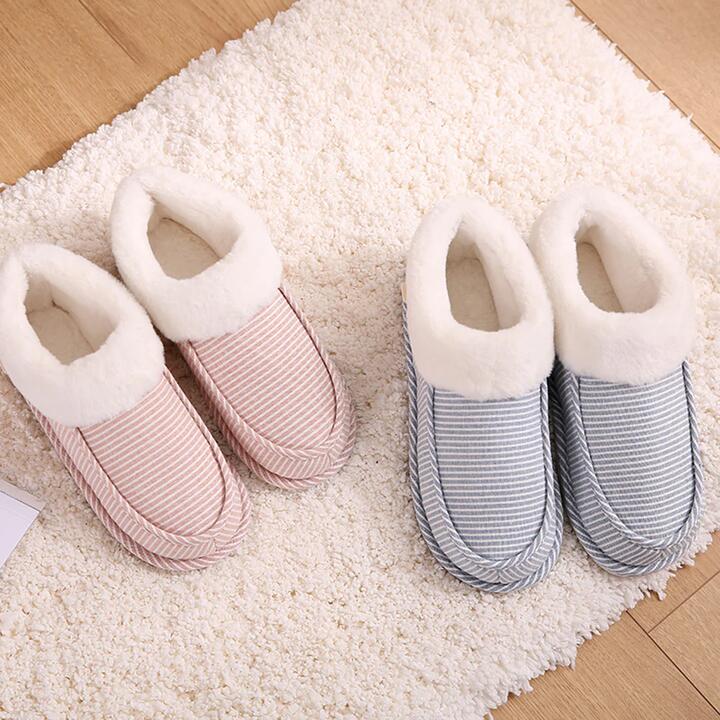 Fasola Men's Striped Cotton Slippers - Size 43/44, Blue