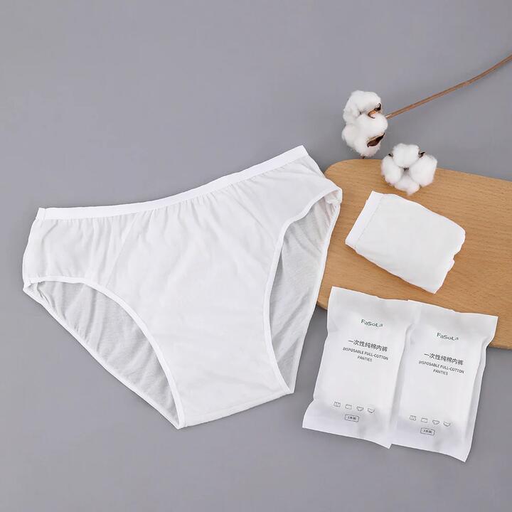 FaSoLa Women's Disposable Cotton Underwear - White XXL, Pack of 5
