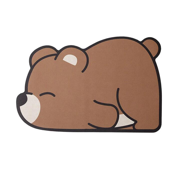 FaSoLa Diatomaceous Earth Absorbent Bathroom Mat - Brown Bear Design, 40x60cm