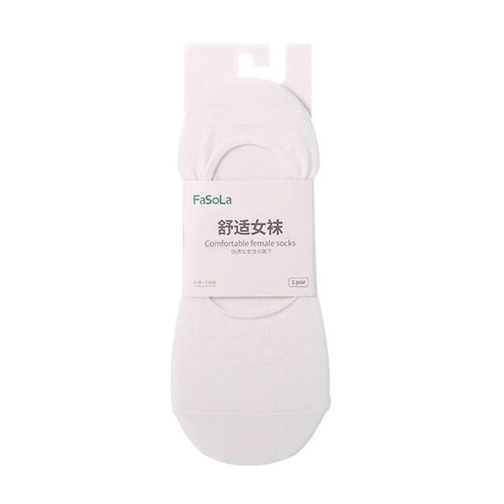 FaSoLa Women's Cotton Invisible Socks - White, 1 Pair