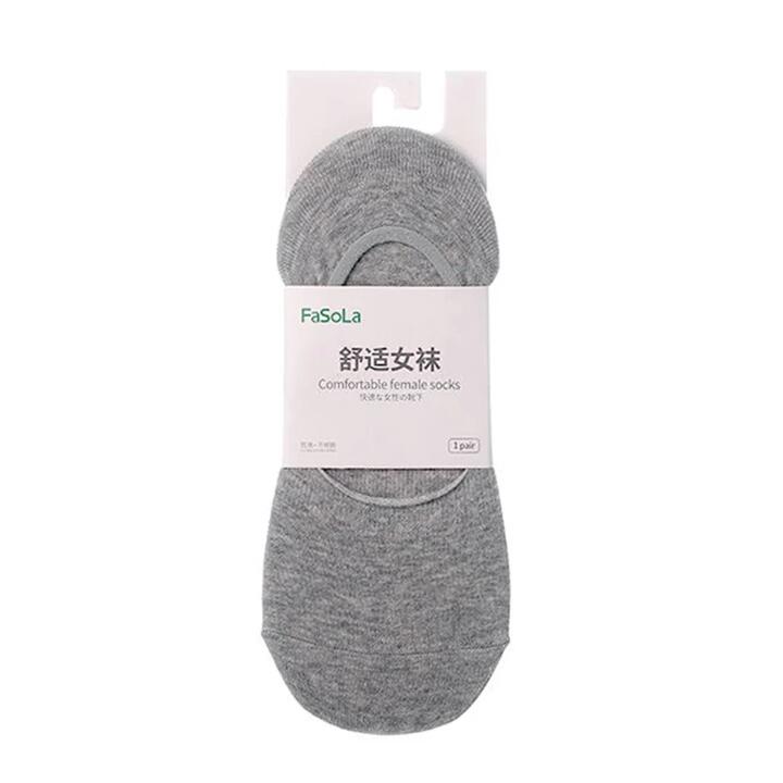 FaSoLa Women's Cotton No-Show Socks - Grey, 1 Pair