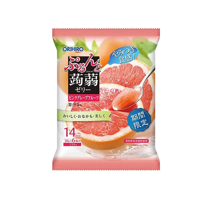 Orihiro Konjac Jelly Limited Edition Low-Calorie Pink Grapefruit Flavor - 6 Packs, 120g