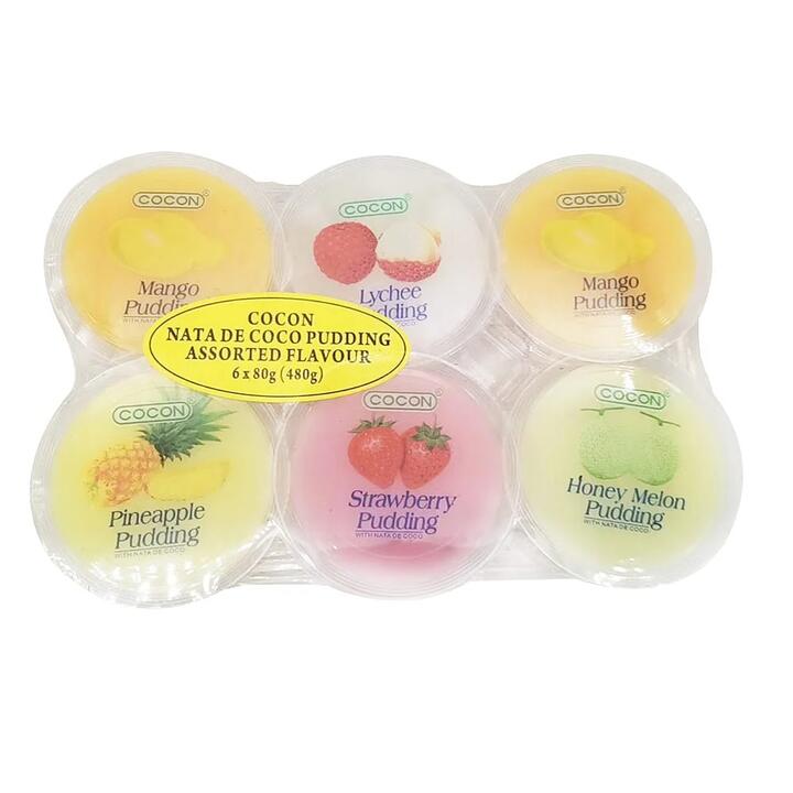 Cocon Nata de Coco Pudding Assorted Flavour - 6 x 80g