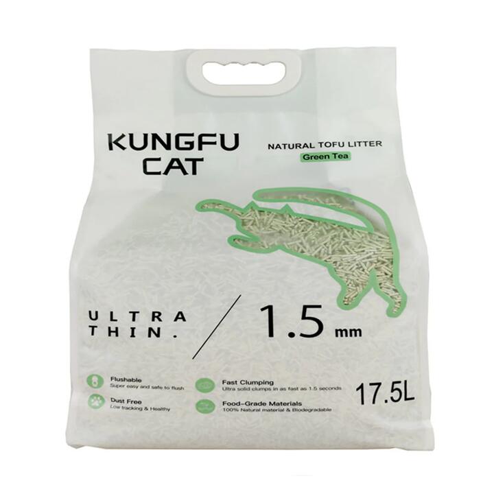 Kungfu Cat Ultra Thin 1.5mm Green Tea Scent Cat Litter - 17.5L/6kg