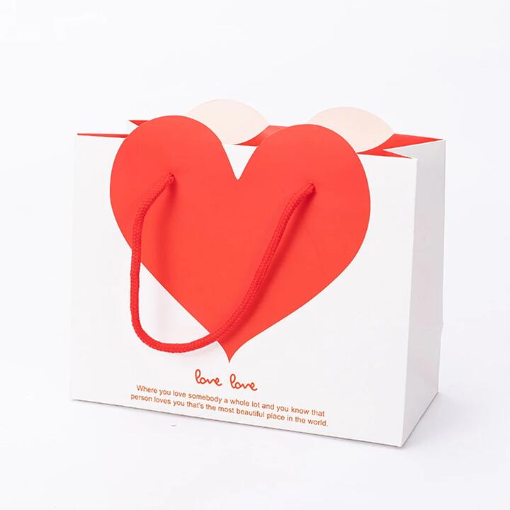 Ulife Gift Tote Bag - Red Heart, White Bag
