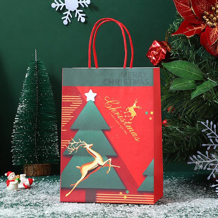 Ulife Christmas Gift Bag with Golden Reindeer Design - Medium 21*27*11cm