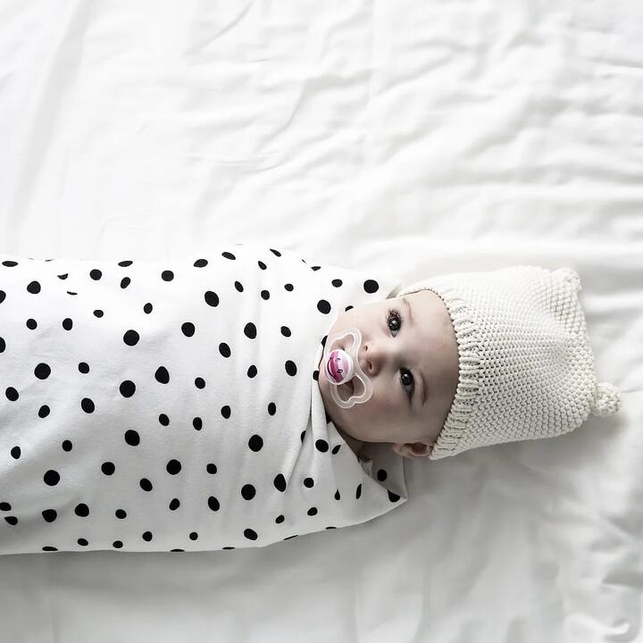 Dono&Dono Bamboo Fiber Baby Blanket - Black Polka Dots, 106x106cm