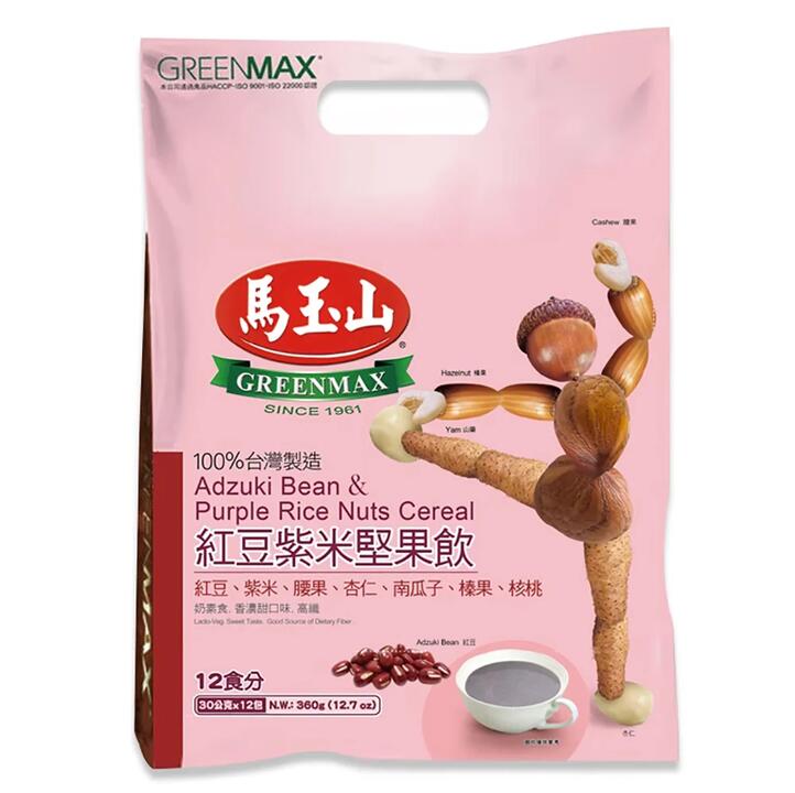 Greenmax Adzuki Bean & Purple Rice Nuts Cereal - 30g x 12 Packs