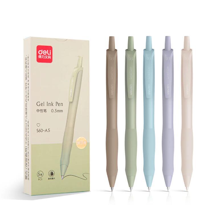 Deli Ultra-Smooth Gel Ink Pen - 0.5mm Bullet Tip, Black, 5-Pack