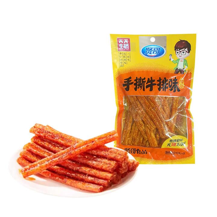 Xian Ge Spicy Gluten Strips - Hand-Torn Beef Flavor - 150g